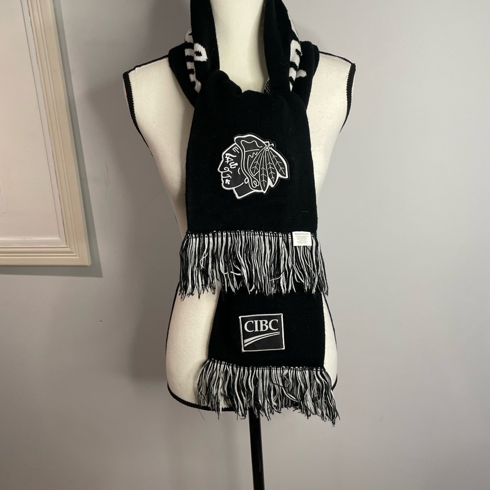 Chicago Blackhawks Double Sided Black White Design Winter Scarf